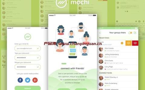 Mochi麻薯-聊天即时通讯应用界面UI Kit Sketch素材